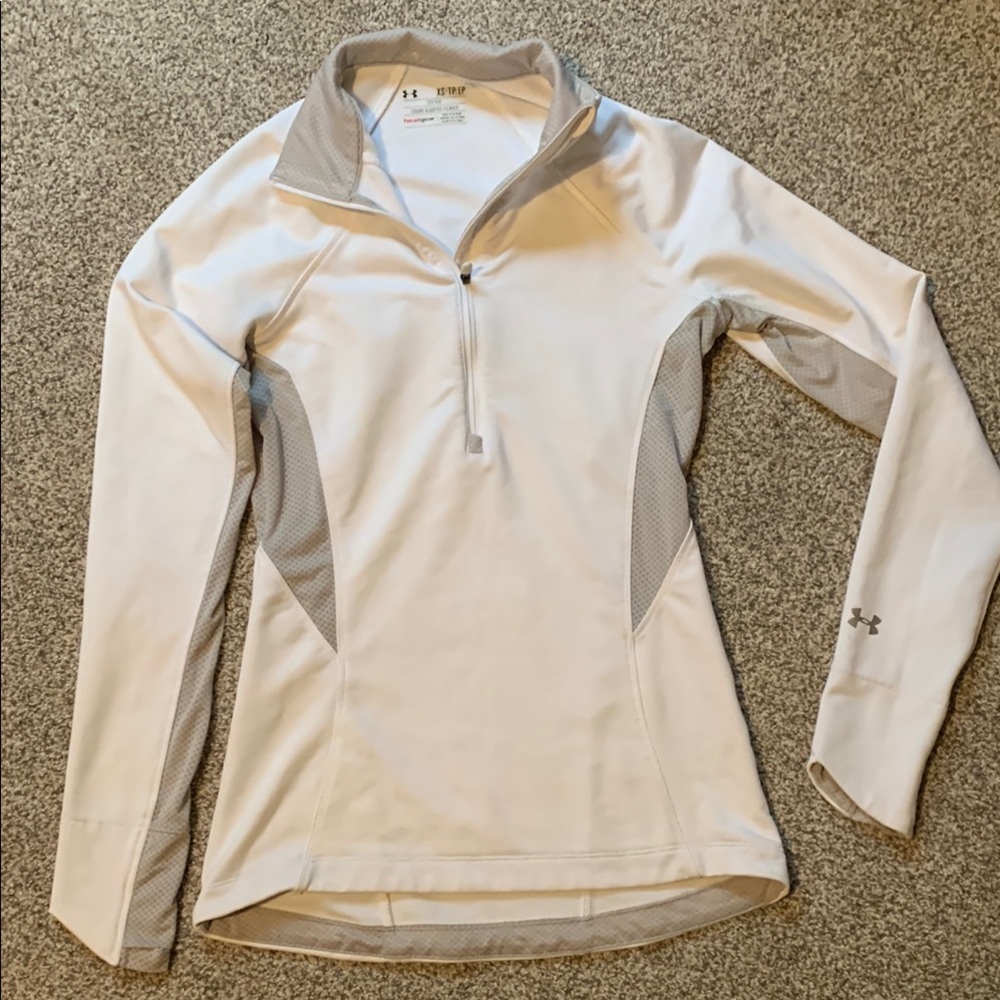 Under Armour White and Gray Quarter-Zip Pullover